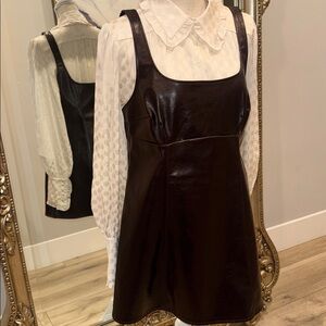 H&M Dark Brown Leather Mini Dress